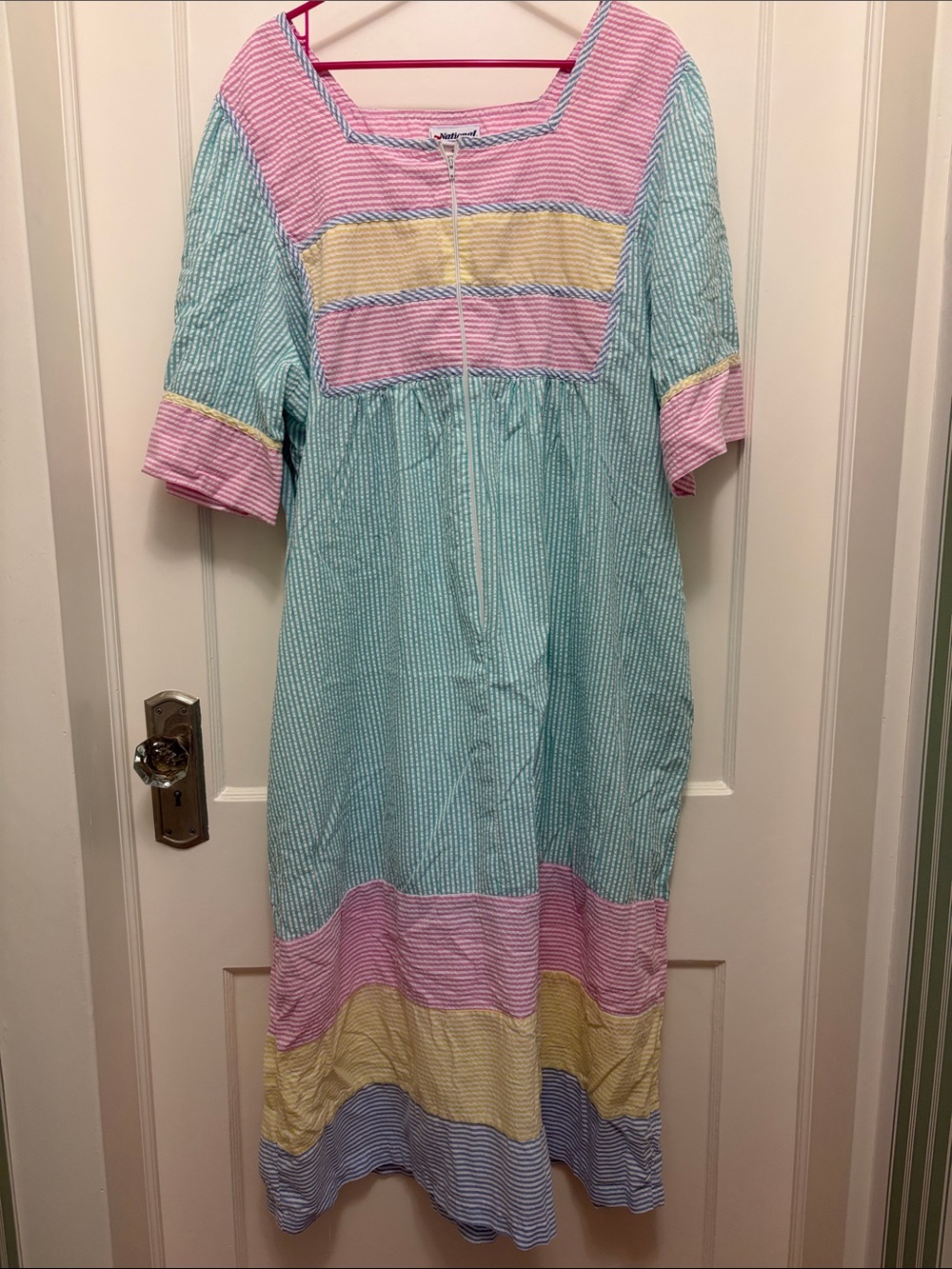 Pastel Stripe Cotton Women’s Night Dress - Pink, Mint & Yellow